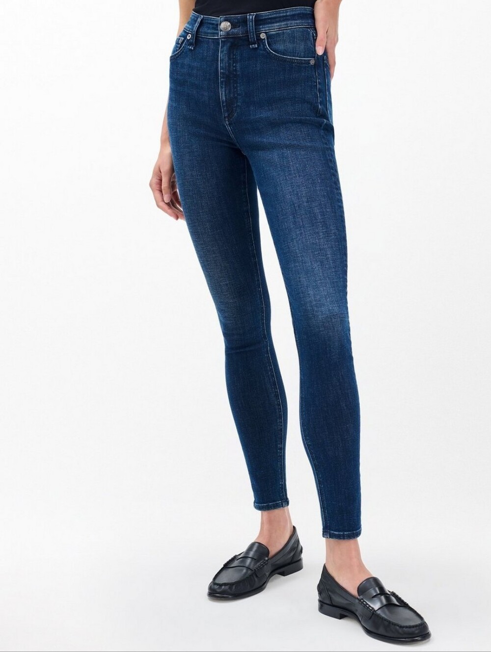 Rag & Bone Dark Blue High Rise Ankle Skinny Dark Demin Raw Helm Model-off-duty